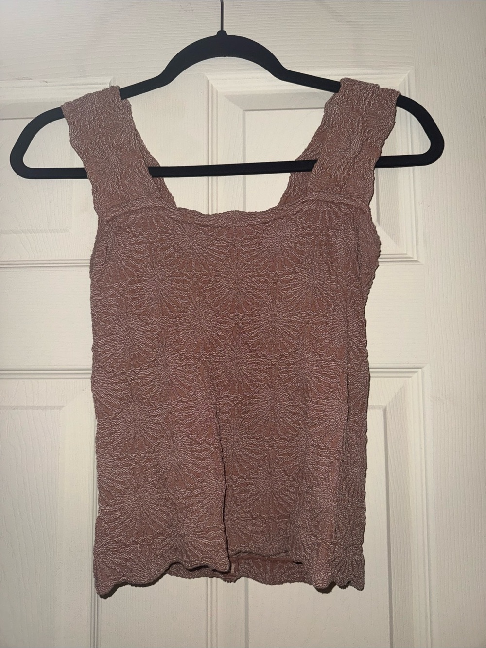 Textured Square-Neck Tank Top - Dusty Mauve
